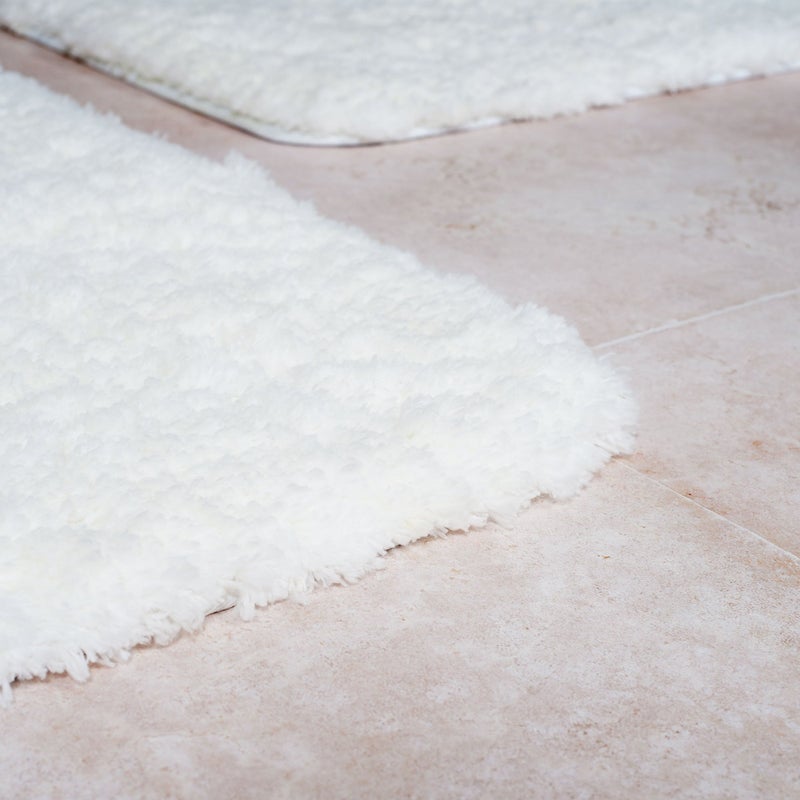 Lavish Home 3 Piece Super Plush Non-Slip Bath Mat Rug Set - White - Image 5